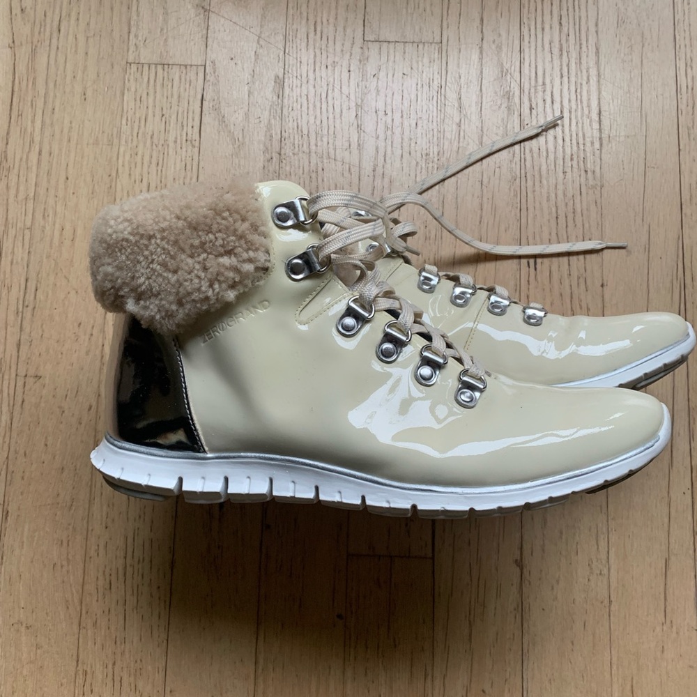 NWOT (never worn) Cole Haan ZeroGrand hiking Cream and silver Winter Boots